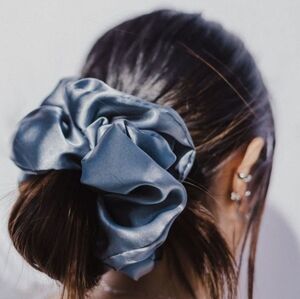 Luxurious Oversized Satin Hair Scrunchie in Blue